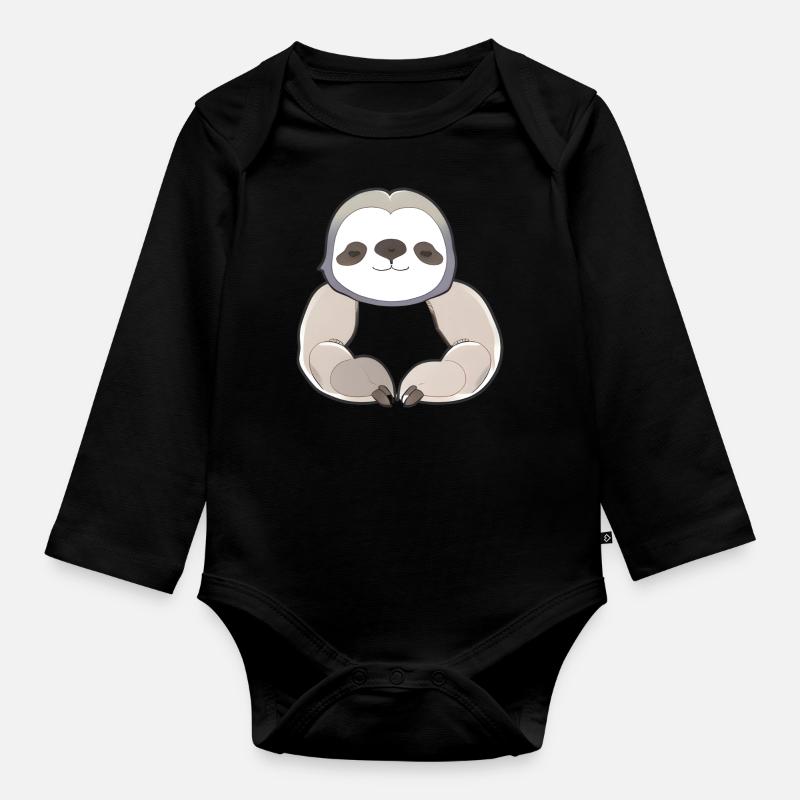 Faultier - Baby Bio-Langarm-Body - Schwarz