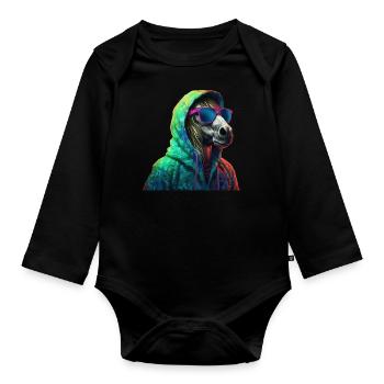 Horse with Sunglasses Colorful Cool Horses - Organic Longsleeve Baby Bodysuit - black - Front