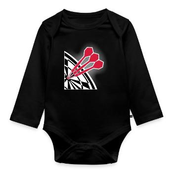 Darts Player Board Dart Throwing Dartboard - Organic Longsleeve Baby Bodysuit - black - Front