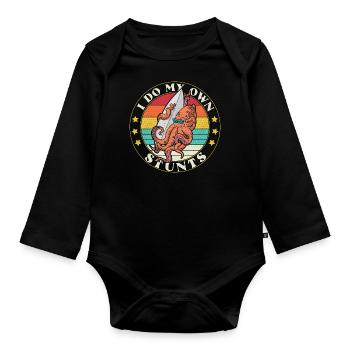 Surfing Octopus Watersports Squid Surfing - Organic Longsleeve Baby Bodysuit - black - Front