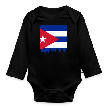 Cuba Flag Caribbean Vacation Cuba Travel Havana - Organic Longsleeve Baby Bodysuit - black - Front