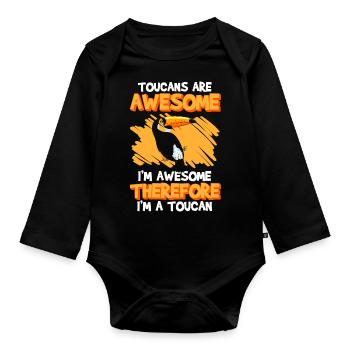 Bird Jungle Nature Colorful - Organic Longsleeve Baby Bodysuit - black - Front