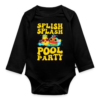 Pool Erholung Sommer - Baby Bio-Langarm-Body - Schwarz - Vorne