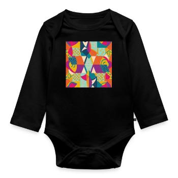 Traditional patterns - Organic Longsleeve Baby Bodysuit - black - Front