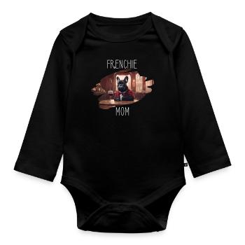 Frenchie French Bulldog Mom Funny Paris Halloween - Organic Longsleeve Baby Bodysuit - black - Front