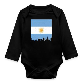 Drapeau de l’Argentine Amérique du Sud Drapeau de l’Argentine - Body Bébé bio manches longues - noir - Devant