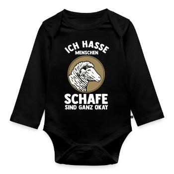 Landwirt Schäfer Bauernhof Schafe - Baby Bio-Langarm-Body - Schwarz - Vorne