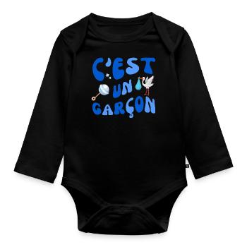 C'est un garçon grossesse enceinte bébé - Body Bébé bio manches longues - noir - Devant