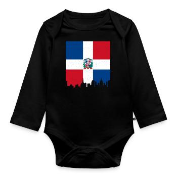 Dominican Republic Flag Dom Rep Flag Travel - Organic Longsleeve Baby Bodysuit - black - Front
