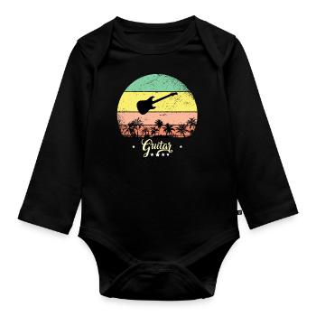 Guitar Vintage Music Retro Sunset - Organic Longsleeve Baby Bodysuit - black - Front