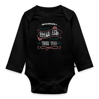 colors fun weightless present astronomy lovers - Organic Longsleeve Baby Bodysuit - black - Front