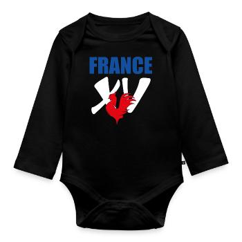 France Rugby fan Joueur de Rugby XV - Body Bébé bio manches longues - noir - Devant