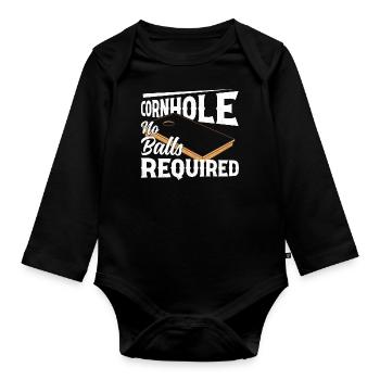 Cornhole No Balls Required Bean Bag Toss Player - Organic Longsleeve Baby Bodysuit - black - Front