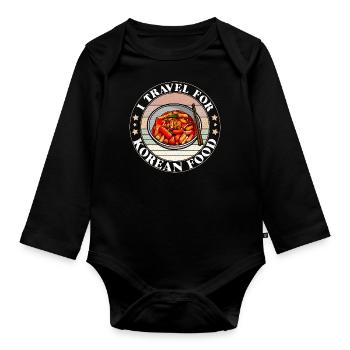 bibimbap ramen rice bowl korean cuisine kimchi - Organic Longsleeve Baby Bodysuit - black - Front