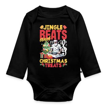 Jingle beats et friandises de Noël DJ Noël Hip Hop - Body Bébé bio manches longues - noir - Devant