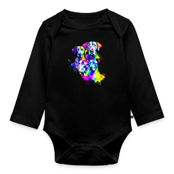Hunde in den Farben des Regenbogens - Baby Bio-Langarm-Body - Schwarz - Vorne
