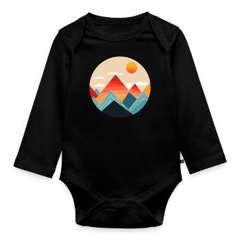 Berge und Sonne - Baby Bio-Langarm-Body - Schwarz - Vorne