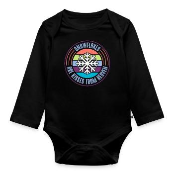 Snowflake - Organic Longsleeve Baby Bodysuit - black - Front