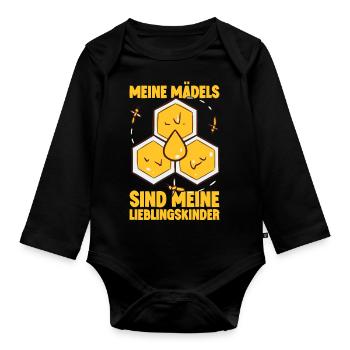 Bienenliebhaber Imkerei Bienenstock Honigbiene - Baby Bio-Langarm-Body - Schwarz - Vorne