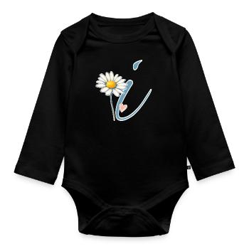 Lettre i Daisy Heart - Body Bébé bio manches longues - noir - Devant