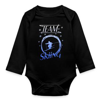 Ski fahren team skiing - Baby Bio-Langarm-Body - Schwarz - Vorne