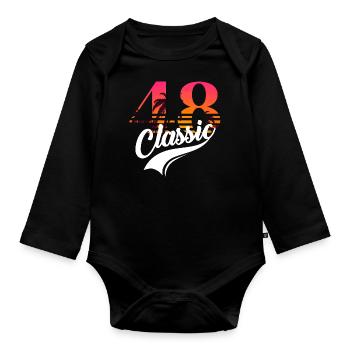 Vintage 1948-48th anniversary - Organic Longsleeve Baby Bodysuit - black - Front