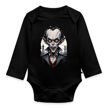 un vampire à grosse tête 7 - Body Bébé bio manches longues - noir - Devant