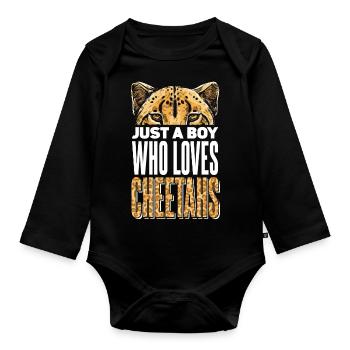 Leopard Gepard Afrikanische Tierwelt - Baby Bio-Langarm-Body - Schwarz - Vorne