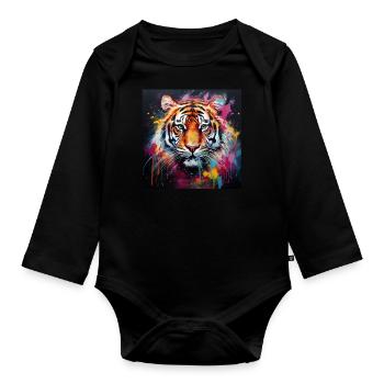 Tiger Tiger! - Organic Longsleeve Baby Bodysuit - black - Front