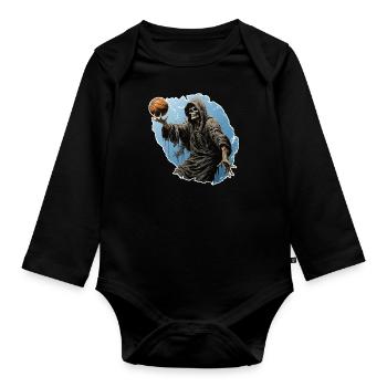 Basketball spielendes Skelett Halloween Design - Baby Bio-Langarm-Body - Schwarz - Vorne