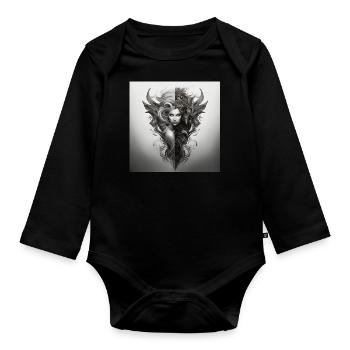 Evil Deity Demon Design Blanc Noir - Body Bébé bio manches longues - noir - Devant