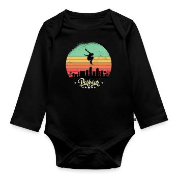 Parkour & Freerunning Vintage Retro Sunset Sport - Organic Longsleeve Baby Bodysuit - black - Front