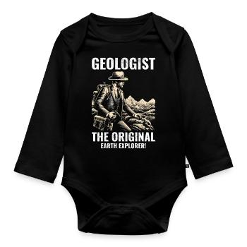 Geologe: Der ursprüngliche Erdforscher! Geologie - Baby Bio-Langarm-Body - Schwarz - Vorne