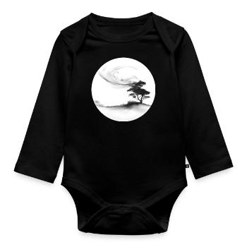 A painted tree in the wind - Organic Longsleeve Baby Bodysuit - black - Front