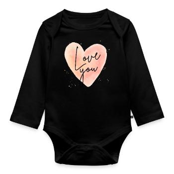Love you - Baby Bio-Langarm-Body - Schwarz - Vorne