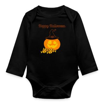 Happy Halloween - Organic Longsleeve Baby Bodysuit - black - Front
