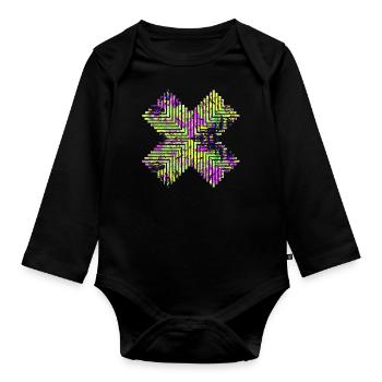 Masks shapes modernist abstract art art geometry - Organic Longsleeve Baby Bodysuit - black - Front