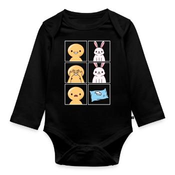 Oreiller de lapin cassé Design pour les fans de lapin - Body Bébé bio manches longues - noir - Devant