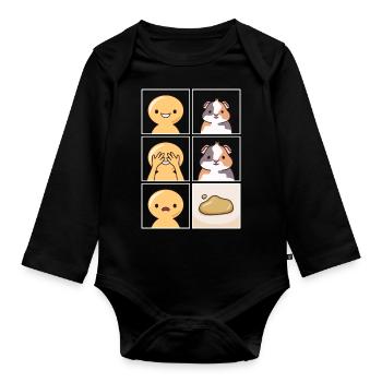 Guinea Pig Pee Design pour les propriétaires de cochons d’Inde - Body Bébé bio manches longues - noir - Devant