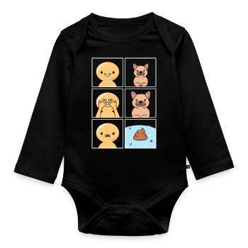 Dog Poop Design for Dog Owners - Organic Longsleeve Baby Bodysuit - black - Front