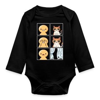 Katzen zerstörte Vorhänge Design für Katzenfans - Baby Bio-Langarm-Body - Schwarz - Vorne
