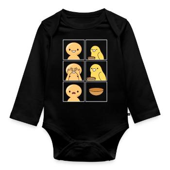 Canary Eats Fast Design for Fans - Organic Longsleeve Baby Bodysuit - black - Front