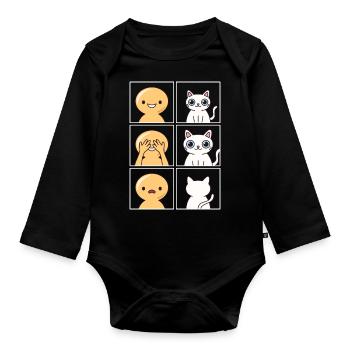 Un chat ignore la conception humaine pour les propriétaires de chats - Body Bébé bio manches longues - noir - Devant