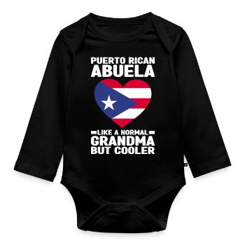 Puerto Rico | Puerto Ricaner Flagge Geschenkideen - Baby Bio-Langarm-Body - Schwarz - Vorne