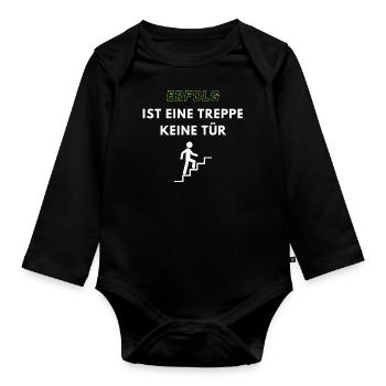 Erfolg ist keine Treppe - Baby Bio-Langarm-Body - Schwarz - Vorne