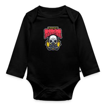 crazyrid3r gamer idol logo - Baby Bio-Langarm-Body - Schwarz - Vorne