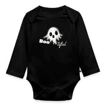 bootiful Halloween Geist - Baby Bio-Langarm-Body - Schwarz - Vorne