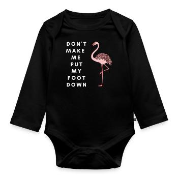 Flamingo pied vers le bas drôle Design - Body Bébé bio manches longues - noir - Devant