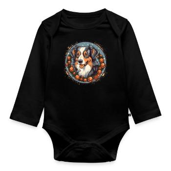 Australian Shepherd Dog Xmas, Love Dogs - Organic Longsleeve Baby Bodysuit - black - Front