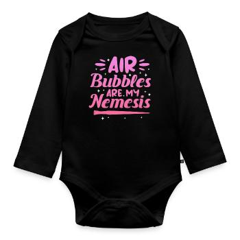 Air bubbles are my nemesis - Organic Longsleeve Baby Bodysuit - black - Front